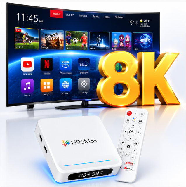 H96MAX H618 Plus 8K Android TV Box Smart Streaming Player BT WiFi Media Player for Mvies Gaming Home Entertainment