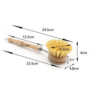 Replacement Kitchen Dish Pot Washing <b>Brush</b> Sisal Bristle <b>Scrub</b> <b>Brush</b> - Product Image 2