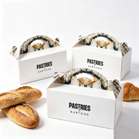 Boîte à gâteau rigide jetable personnalisée, écologique et recyclable, pour pâtisserie, grand format, avec poignée pour emporter