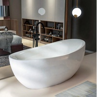 ICEGALAX taille personnalisée ovale autoportante baignoire en pierre artificielle Surface solide ménage salle de bain baignoires en acrylique