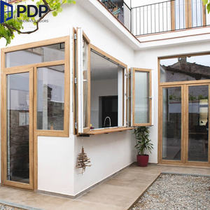 Fenêtres à battants modernes classiques en aluminium et <span class=keywords><strong>bois</strong></span>, verre trempé isolant, pour villas de luxe, pour cuisine, avec volets persiennes – Grande Vente - Product Image 4