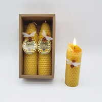 Bougies coniques en cire d'abeille P13F faites à la main, en rouleau, en forme de nid d'abeille, pour la décoration intérieure, marque privée