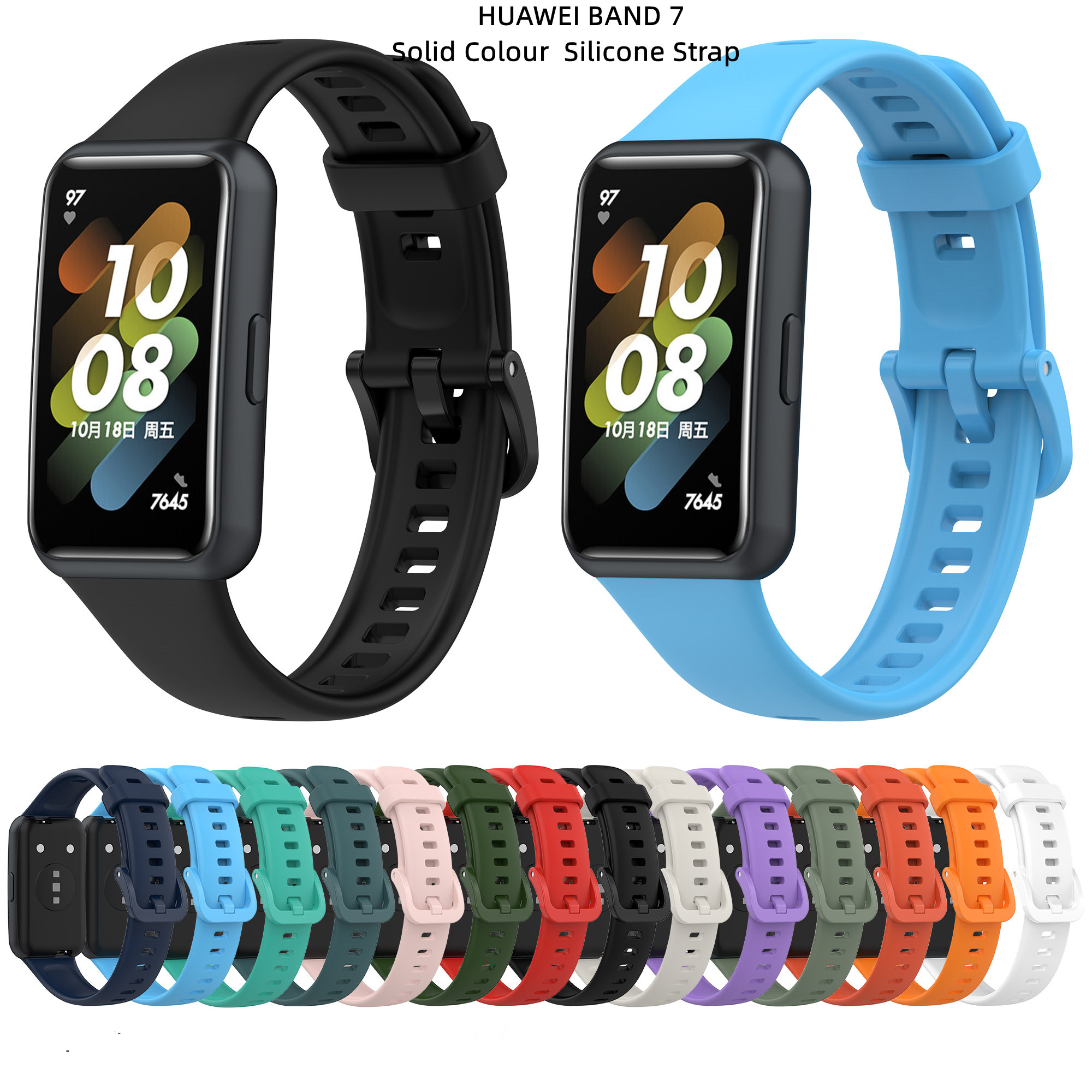 Solid Colors TPE Material Watch Strap for Huawei Band 7