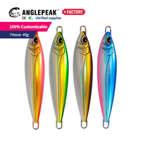 Leurre métallique de pêche en eau salée 4 couleurs 7,4 cm 40g, leurre dur artificiel, jigs métalliques de bord de mer à action coulante pour le maquereau