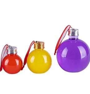 50ML Transparent <b>Plastic</b> Bottle Hanging Pendant Outdoor Christmas Decoration Ball Shaped Juice Drinking Bottle With Silver Lid - Product Image 1
