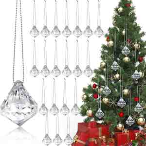 Lot de 24 pendentifs en cristal DIY, perles transparentes en acrylique, décorations de Noël, de mariage et de maison - Product Image 3