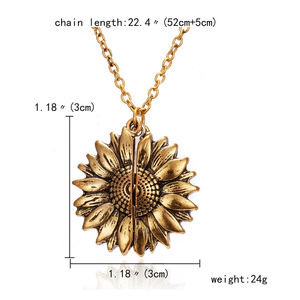Collana con Ciondolo a Forma di Girasole Dorato '<span class=keywords><strong>You</strong></span> <span class=keywords><strong>Are</strong></span> <span class=keywords><strong>My</strong></span> <span class=keywords><strong>Sunshine</strong></span>' Apribile per Donne - Product Image 2