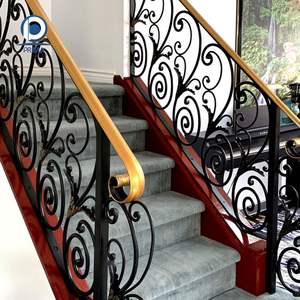 Rampe d'escalier en <span class=keywords><strong>fer</strong></span> <span class=keywords><strong>forgé</strong></span> de style européen Prima, garde-corps de balcon intérieur, garde-corps de <span class=keywords><strong>baie</strong></span> vitrée, clôture de couloir, rampe de maison - Product Image 6