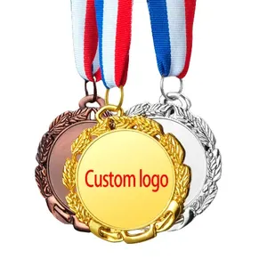 Medalhas de ouro prateado e cobre, medalhas em branco personalizadas para esportes, corrida de maratona e troucas