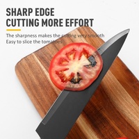 Ensemble de couteaux de cuisine personnalisés en acier inoxydable de 6 pièces, couteaux à steak, couteaux de chef, revêtement antiadhésif noir, avec boîte cadeau