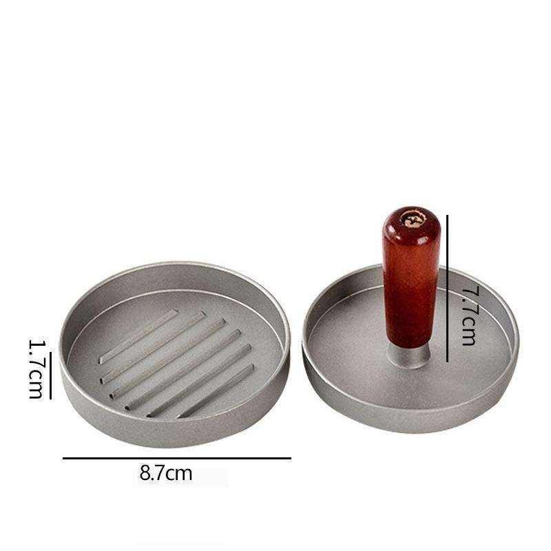Small hamburger press with red handle