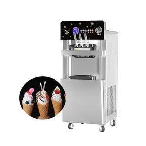 Machine à crème glacée à trois couleurs Machine à crème glacée molle à cône automatique commerciale à trois têtes verticales