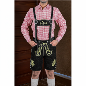 Shemax-Pantalones cortos para hombre, color gris sombreado, personalizado, nuevo bávaro, Oktoberfest, Lederhosen, con cremallera, liso, teñido, formal, OEM - Product Image 1
