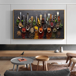 Quadri su tela con cucchiaio, spezie e peperoni per decorazioni artistiche da parete per <span class=keywords><strong>cucina</strong></span> e sala da pranzo - Product Image 3