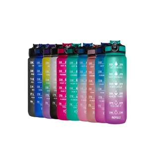 ขวดน้ำสร้างแรงบันดาลใจสำหรับเล่นกีฬาทำจากพลาสติกไร้สาร BPA รั่วไหลขนาด32ออนซ์ใช้ในการดื่มและหลอด - Product Image 1