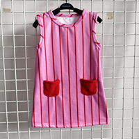 Robe rayée sans manches pour filles, rose et rouge, à rayures verticales, robe trapèze pour enfants avec poches, tenue d'été décontractée pour enfants