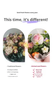 D388 2025 Nuevo Ramo de Flores de Ganchillo Hecho a Mano con Rosas para el Día de San Valentín, Regalo de Navidad, Ramo Decorativo para el Hogar - Product Image 4