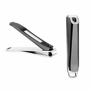 Nail Tips Cutter Clipper with Customized Logo Stainless Steel Toe Nail Tips Scissors Flat Blade Black Baby Safety Nail Cutter