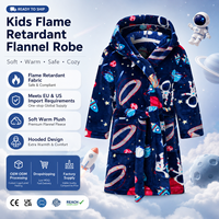 Peignoir en flanelle à capuche pour enfants, motif dessin animé, doux et moelleux, à manches longues, chaud, pour l'automne, vente en gros