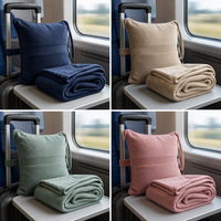 Couverture-oreiller 2-en-1 avec fermeture éclair, portable, en tricot, polaire flanelle 280 g/m², pour voyage et avion