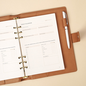 Agenda Personalizable con Logotipo, <span class=keywords><strong>A5</strong></span>, <span class=keywords><strong>6</strong></span> Anillas, Recargable, de Cuero PU, Organizador Diario con Ranuras para Tarjetas - Product Image 4