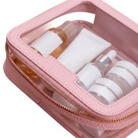 Sac de voyage de luxe en PVC transparent et cuir PU, grande capacité, avec poignée souple, fermeture éclair métallique, forme ovale, trousse de maquillage, style tendance