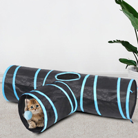 Tunnel pour animaux de compagnie en polyester pliable à 3 voies pour l'intérieur, tunnel pour chat avec boule amusante