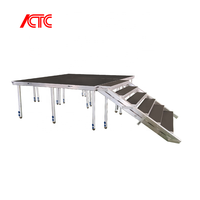 Scène portable mobile en aluminium renforcé avec plateau en verre, capacité de charge de 500 kg/m, montage rapide, pour concerts, mariages, événements en plein air