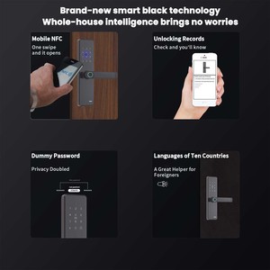 Coffre-fort numérique intelligent avec empreinte digitale, mot de passe et carte, serrure de porte en bois avec poignée <span class=keywords><strong>marron</strong></span> et clavier pour studio, bureau, porte d'entrée - Product Image 6