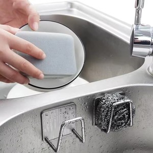 Kitchen Sponges Holder Stainless Steel Sink <b>Shelf</b> Self Adhesive Sink Kitchen <b>Hook</b> Hanger Accessories Storage Organizer Wall <b>Hook</b> - Product Image 4