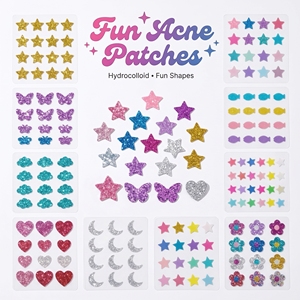 Patchs anti-acné personnalisés en forme d'étoile noire colorée et mignonne, patchs anti-boutons scintillants amusants avec acide salicylique pour le <span class=keywords><strong>visage</strong></span> - Product Image 1