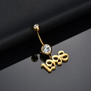Fashion Handmade Custom <b>Name</b> Navel Belly Button Nose Piercing Zircon <b>Ring</b> Chain Stainless Steel 18K Gold Plated Body Jewelry - Product Image 3