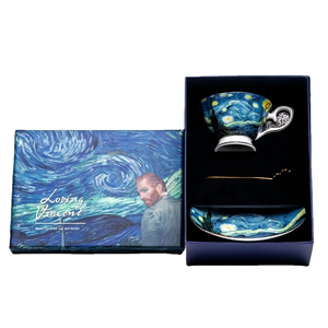 Juego de Taza y Platillo de Porcelana Fina Estilo Nórdico <span class=keywords><strong>Van</strong></span> <span class=keywords><strong>Gogh</strong></span> para Café y Té con Caja de Regalo - Product Image 1