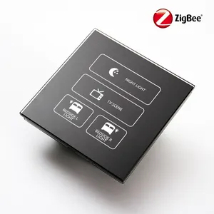 新款Zigbee 24.ghz无线智能酒店钢化玻璃触摸开关，带APP控制，智能网络，支持定制