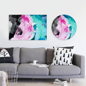 Arte Abstracto Impreso en Lienzo con Trazos de Pincel: Decoración Vibrante de Pared de Vidrio Templado, ARTE EN VIDRIO TEMPERADO - Product Image 3