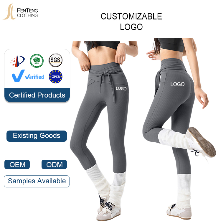 Under Lulu Custom Women High Waist Yoga Pants for Full Length Cross Straps Tummy Control Hip Lift Ribbed Elastic Sports Tight