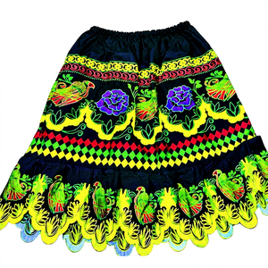 Jupe en mousseline brodée personnalisée style Hawaï, taille élastique, motif floral tropical, tenue de plage Aloha décontractée pour femme, idéale pour les vacances d'été - Product Image 1