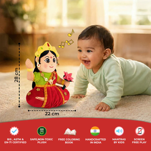 Figura de la Diosa Hindú Lakshmi de 30 cm, de Peluche Suave, para Cantar Mantras, Devocional, para Meditación Espiritual y Sonido - Product Image 4