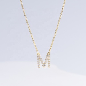 Collar con inicial de plata 925 con circonita y moissanita, joyería fina, colgante de moda, chapado en oro de 18k y 14k para mujer - Product Image 4