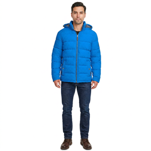 FINER THREADS Men's <b>Slim</b> <b>Fit</b> Winter Puffer <b>Jacket</b> with Stand Collar Breathable Quick Dry Customizable Shell Lining Canvas Fabric - Product Image 1