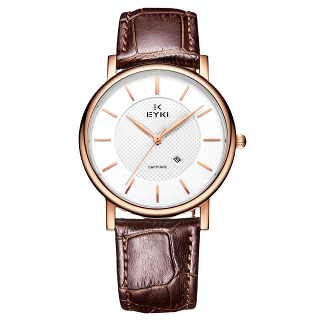 Vintage OEM Stainless Steel Luxury Simple Round Case Watch for Men Leather Wrist Quartz Watch