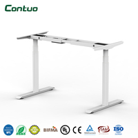 Bureau Informatique Électrique à Hauteur Réglable, Poste de Travail Assis-Debout avec Double Moteur, Cadre de Table Électrique
