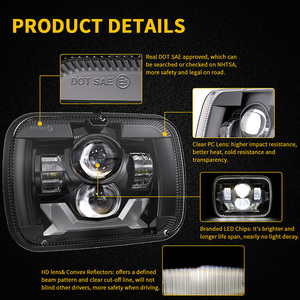 Faros Delanteros LED 5x7 para Jeep Cherokee XJ 1984-2001, Accesorios para Autos con Volante a la Derecha, SUV, Camionetas 4x4, Furgonetas para <span class=keywords><strong>Toyota</strong></span> - Product Image 4