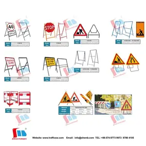 Roadway Portable Folding Steel Traffic Construction Work Frame Sign Stakes Sign Holder Stand With 600x450mm Sign