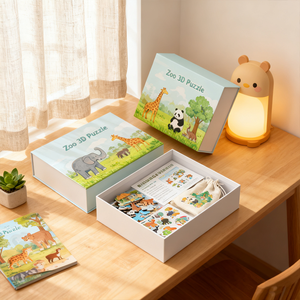 Puzzles en papier en trois dimensions d'animaux de dessin animé, y compris des girafes, des pandas, des éléphants, ensemble de jouets éducatifs DIY - Product Image 3
