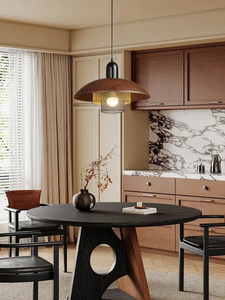 <span class=keywords><strong>Lustre</strong></span> de restaurant en <span class=keywords><strong>fer</strong></span> forgé couleur noyer style vintage, silencieux, en PMMA, à économie d'énergie, pour table de salle à manger d'auberge et ambiance de bar - Product Image 5