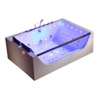 Baignoire Spa Rectangulaire de Luxe Zevana en Acrylique avec Cascade, Massage, Design Walk-in, Drain, 6 Jets, Autoportante, Intérieur