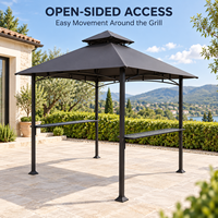 Abri de cuisine extérieure avec grill, auvent à double niveau et comptoirs de préparation latéraux pour la cuisson dans le jardin ou sur la terrasse