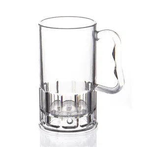 Acrylic Beer Drinking Cups Plastic Beer Mugs With Handle For Men And Women
