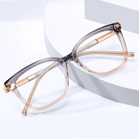 Lunettes de vue MS 83636 Chic Geometric Square TR90 pour femmes, monture dégradée polie miroir, branches en métal élégantes